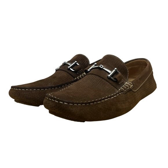 1901 Men’s Brown Suede & Leather Upper Slip-On Perforated Bit Loafers Size 10M - Picture 3 of 9